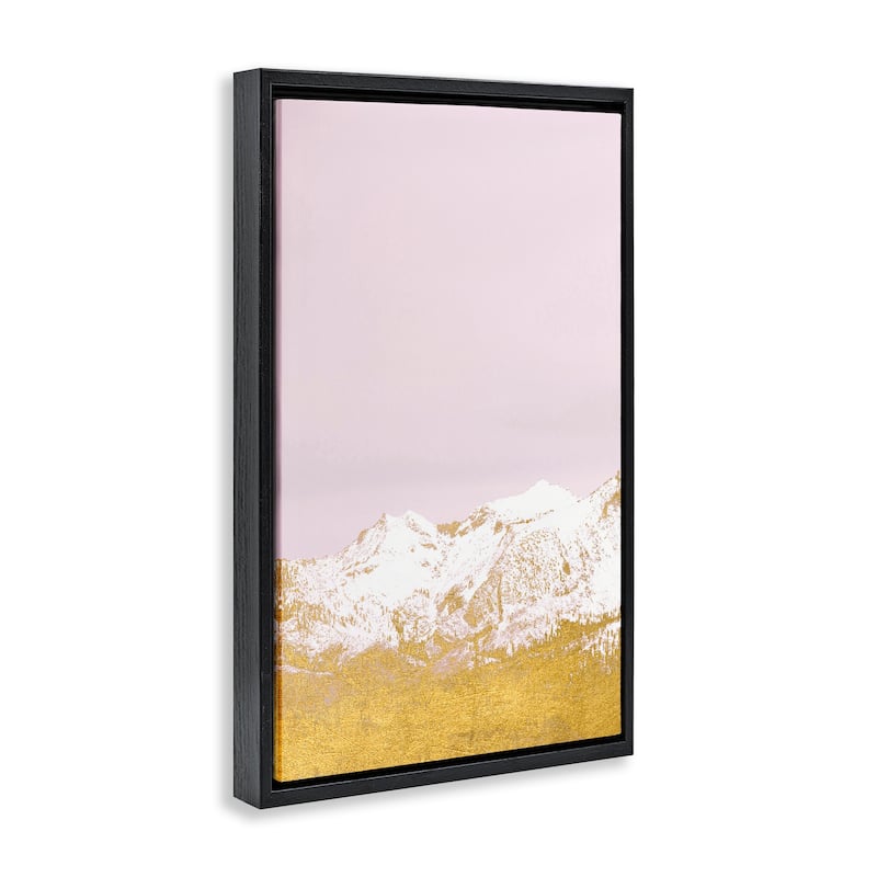 Stupell White Tipped Mountains on Pink Framed Floater Canvas Wall Art Design By Gemma Bardot
