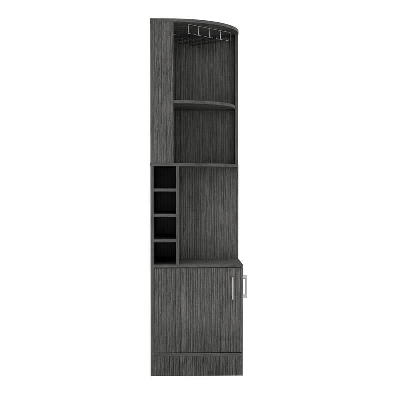 Bar Cabinet with Wine Bottle Storage & Concealed Shelves, 8-Bottle Display, Particle Board, 71" Tall