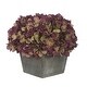 preview thumbnail 22 of 31, Faux Hydrangea in Grey Washed Wood Cube Planter Plum