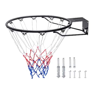 Basketball Rim, Wall Door Mounted Basketball Hoop, Heavy Duty Q235 Basketball Flex Rim Goal Replacement with Net