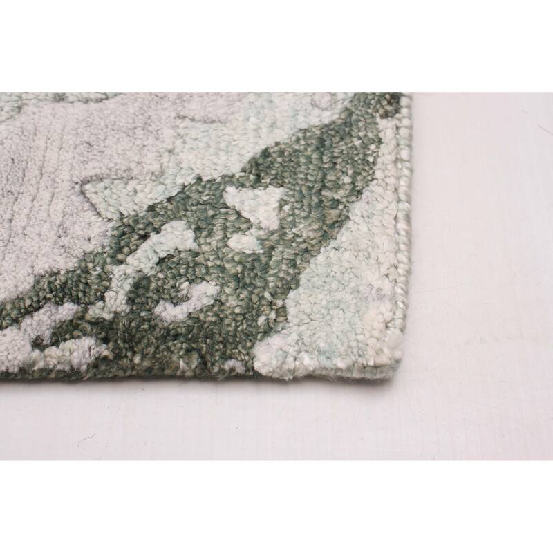 ECARPETGALLERY Hand-knotted Alma Grey Silk, Wool Rug - 2'6 x 9'9