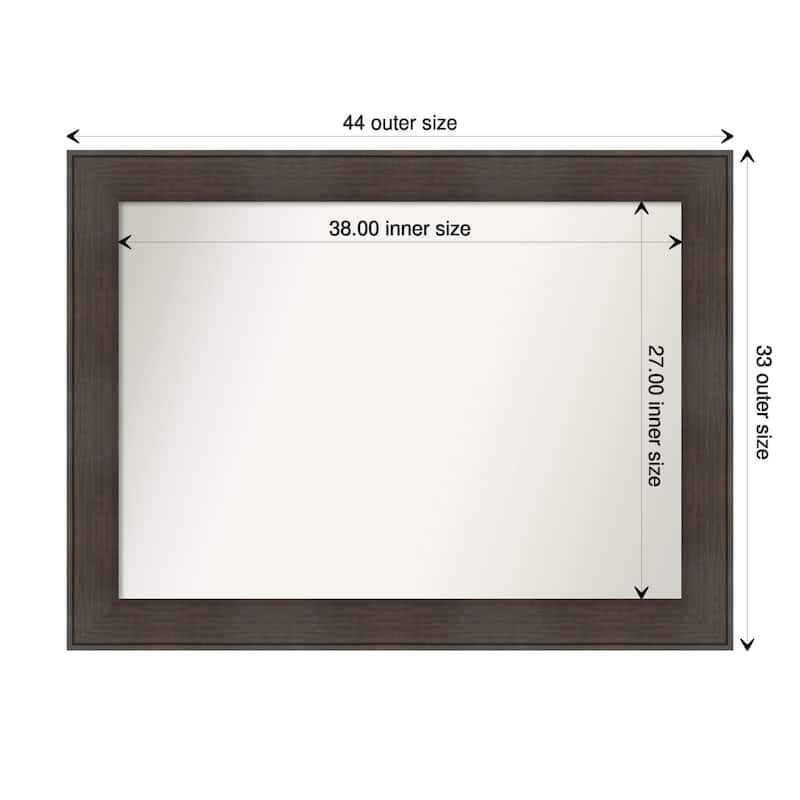 Non-Beveled Bathroom Wall Mirror - William Rustic Woodgrain Frame