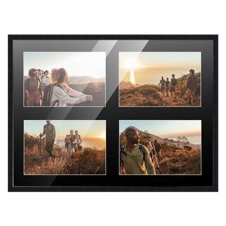 10x14 Black Wood Collage Frame with Black Mat For 4 4x6 Pictures - Bed ...