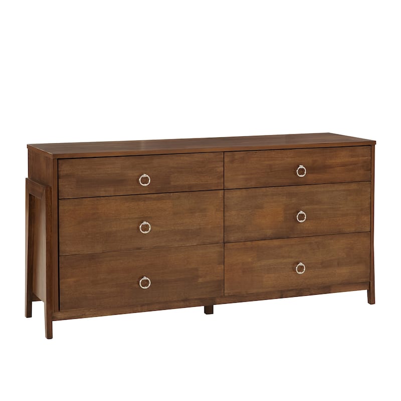Barnnes Wood 6-Drawer Dresser by iNSPIRE Q Modern - Tobacco Finish