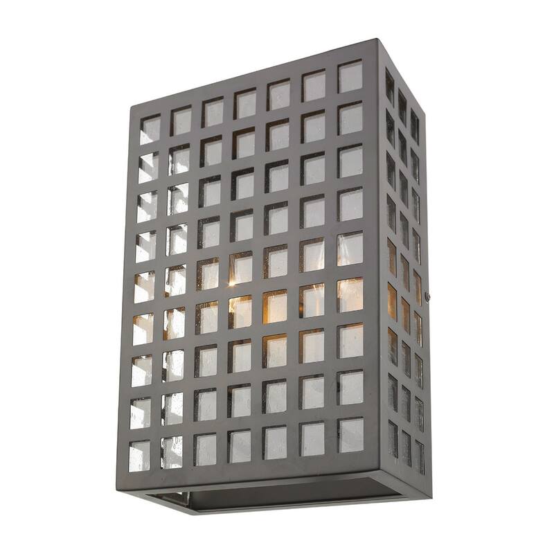 Steel LED Wall Light with Seedy Glass and Flush Mount - 4” x 8” x 13.25” (D x W x H)