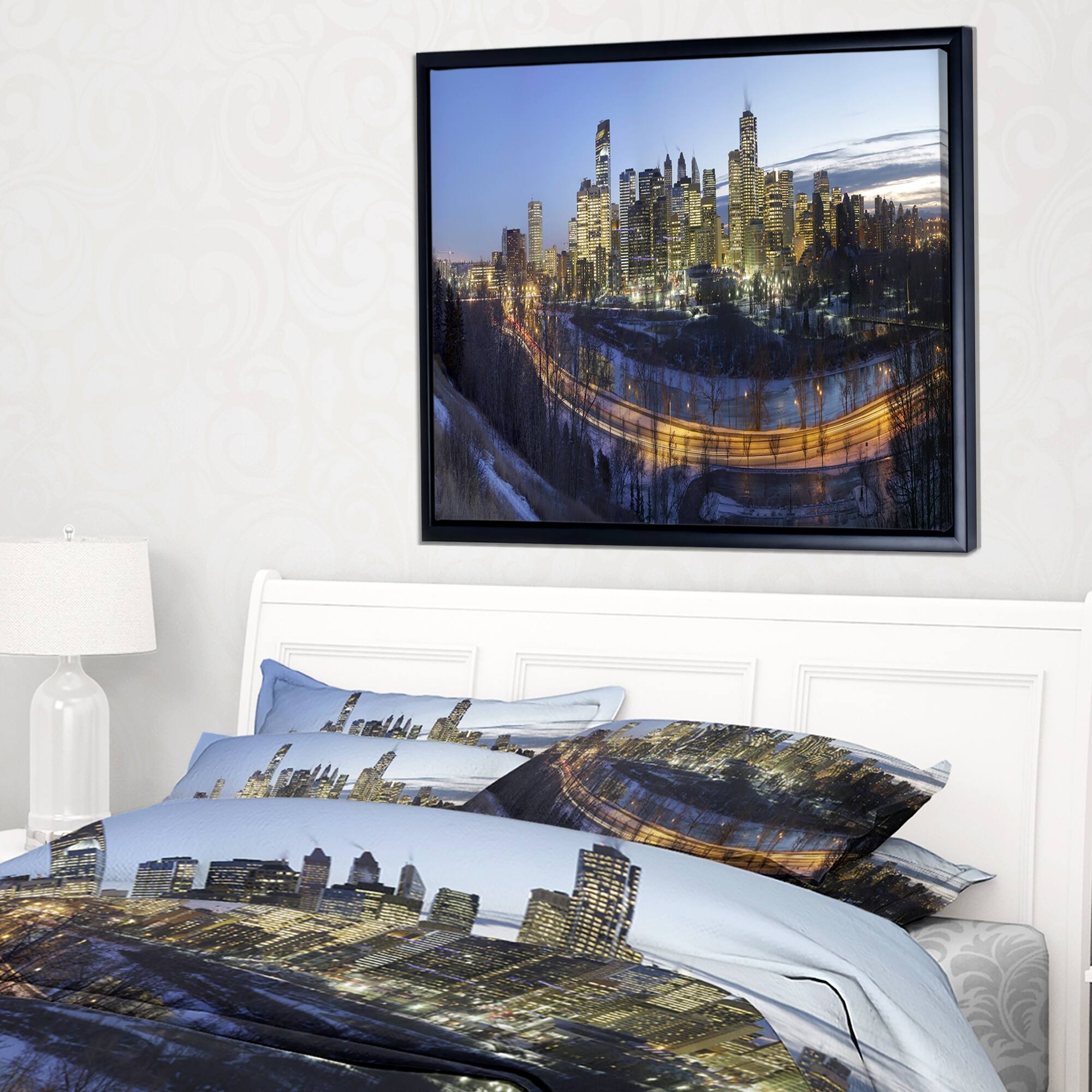 Designart "Downtown Calgary" Cityscape Photo Framed Canvas Print Bed Bath & Beyond 18952516