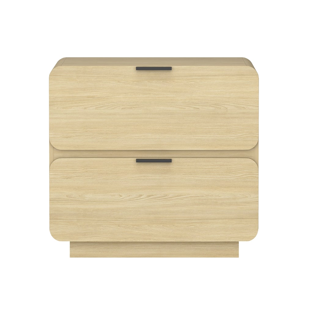 Sleek 26-Inch 2-Drawer Nightstand in Natural Finish