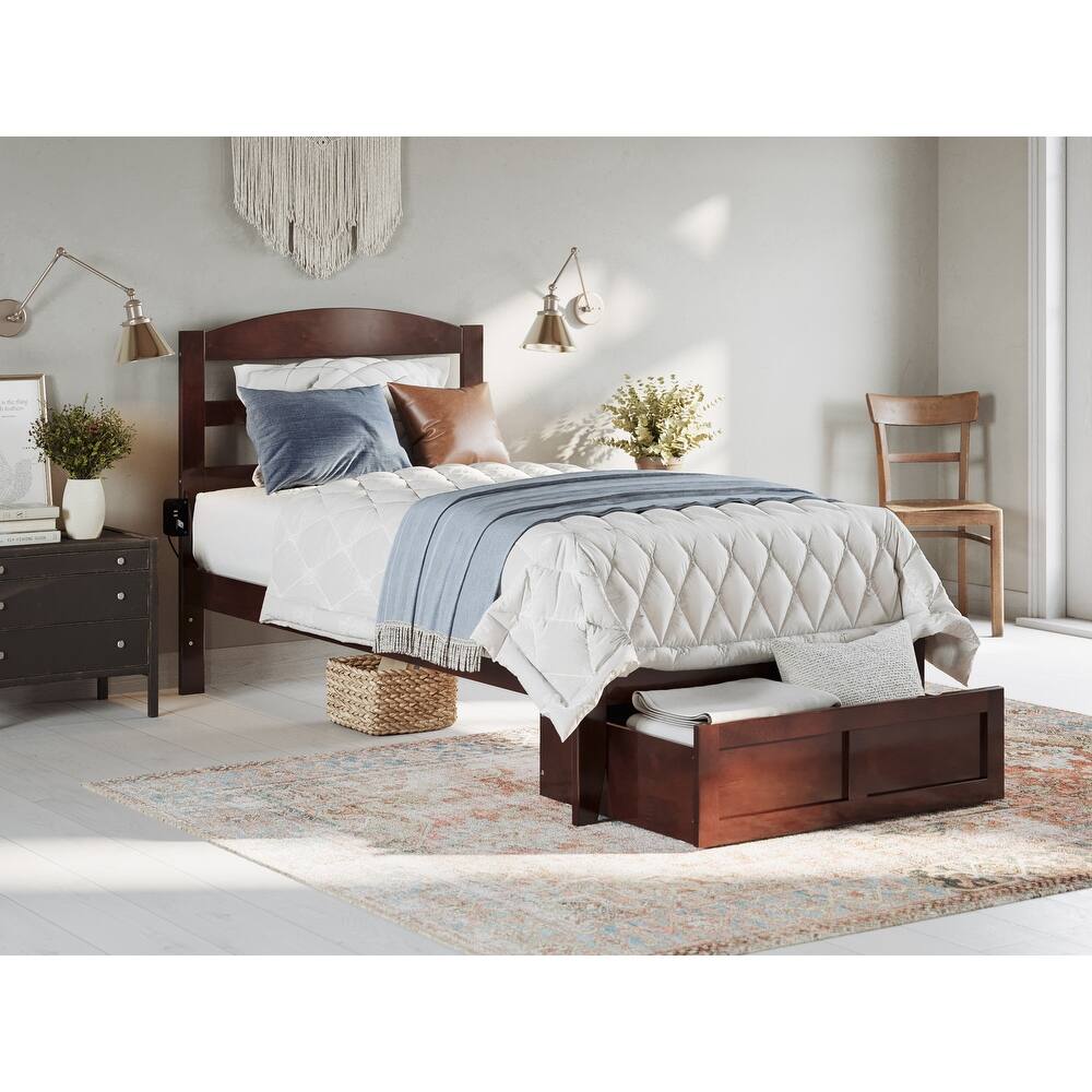 AFI Warren Platform Bed with Foot Drawer and Charging Station