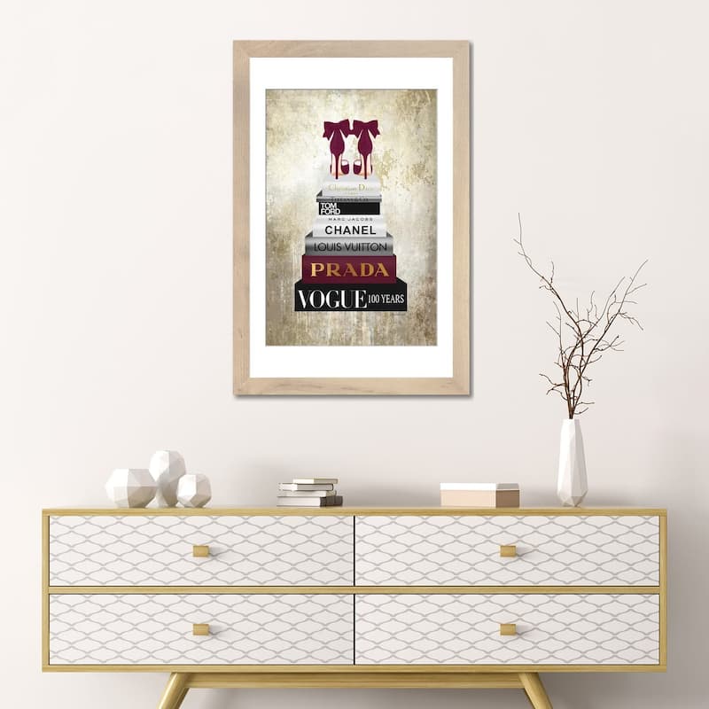 iCanvas "Tall Book Stack With Burgundy Shoes & Gold Background" by Amanda Greenwood
