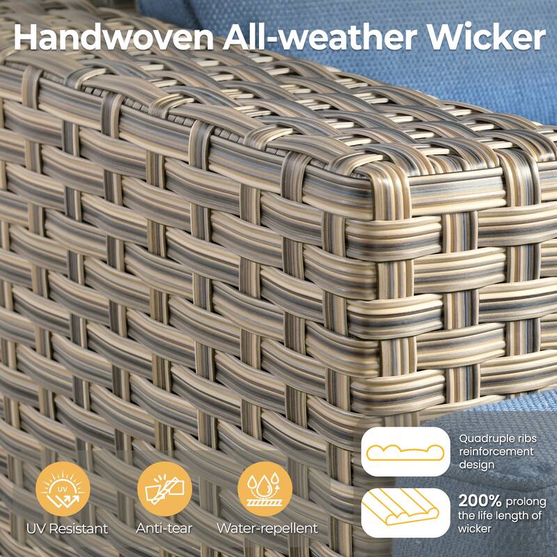 HOOOWOOO 9-piece Patio Wicker Sofa Swivel Chair Sectional Set