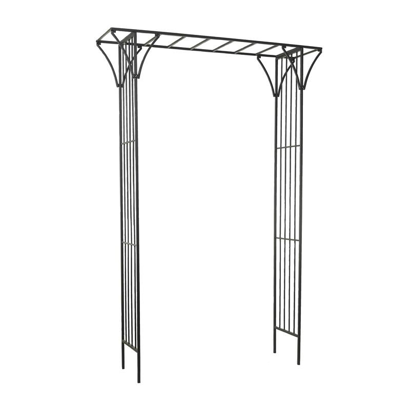 White or Black Metal Contemporary Garden Arbor with Lattice Work Sides