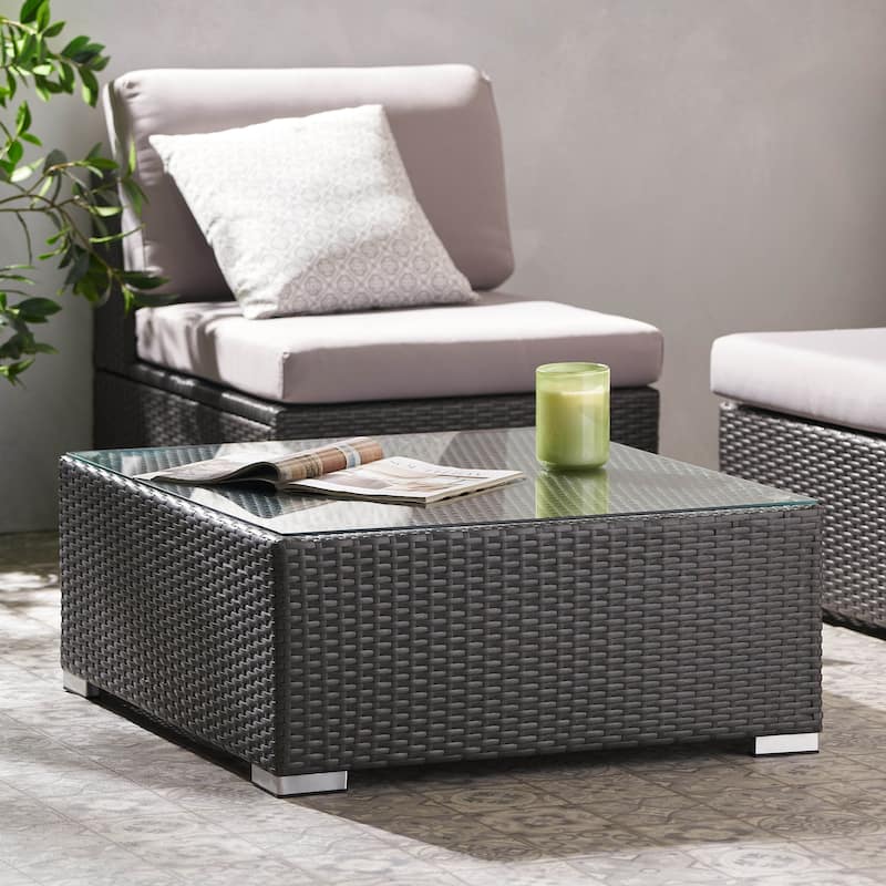 Santa Rosa Wicker Outdoor Coffee Table by Christopher Knight Home - Gray