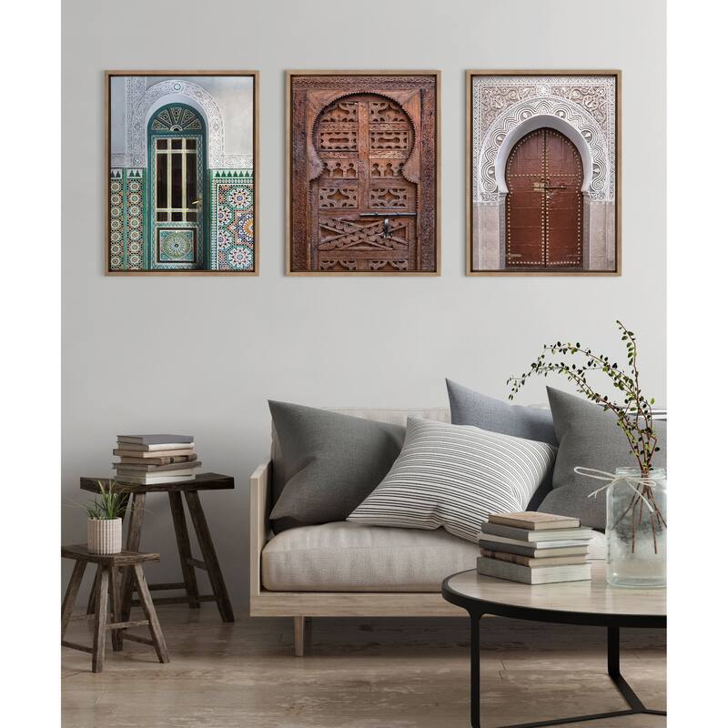 Kate and Laurel Sylvie Morocco Marrakech Door II Framed Canvas by Golie