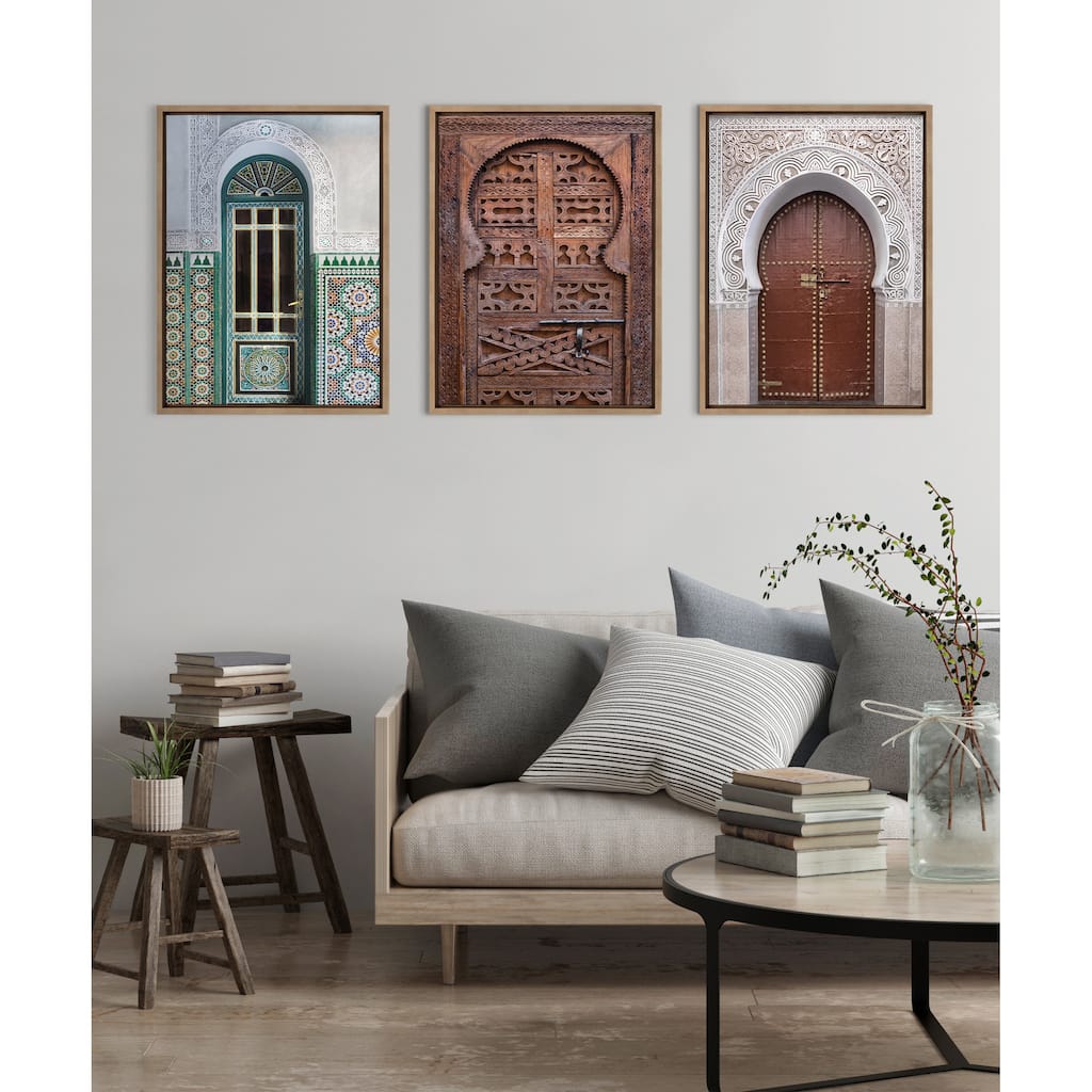 Kate and Laurel Sylvie Morocco Marrakech Door II Framed Canvas by Golie