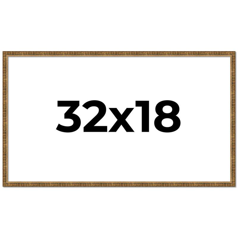 32x18 Frame Gold Kingsley Distressed Solid Wood Picture Frame Width