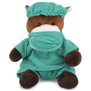 DolliBu Horse Doctor Plush Toy with Cute Scrub Uniform and Cap Outfit ...