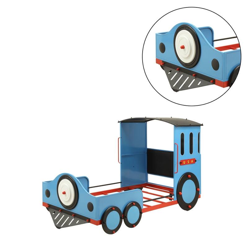 Blue Twin Bed In Red & Black Train