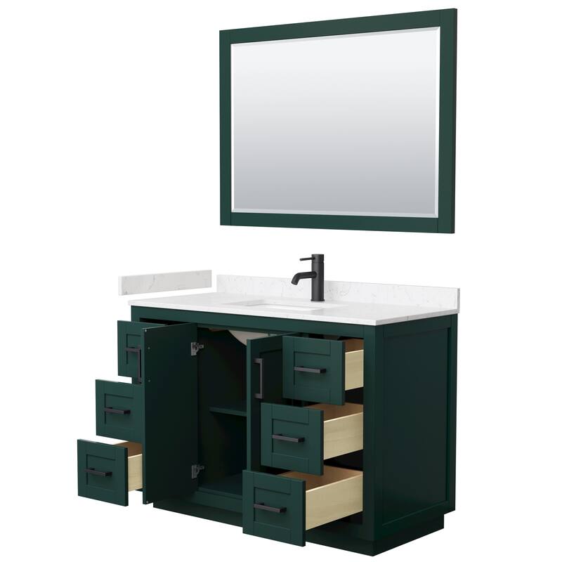 Miranda Single Vanity Set, Cultured Marble Top, 46-Inch Mirror