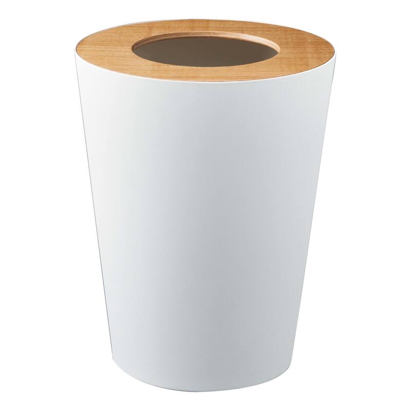 Yamazaki Home Trash Can - Two Styles, Steel & Wood - Ash