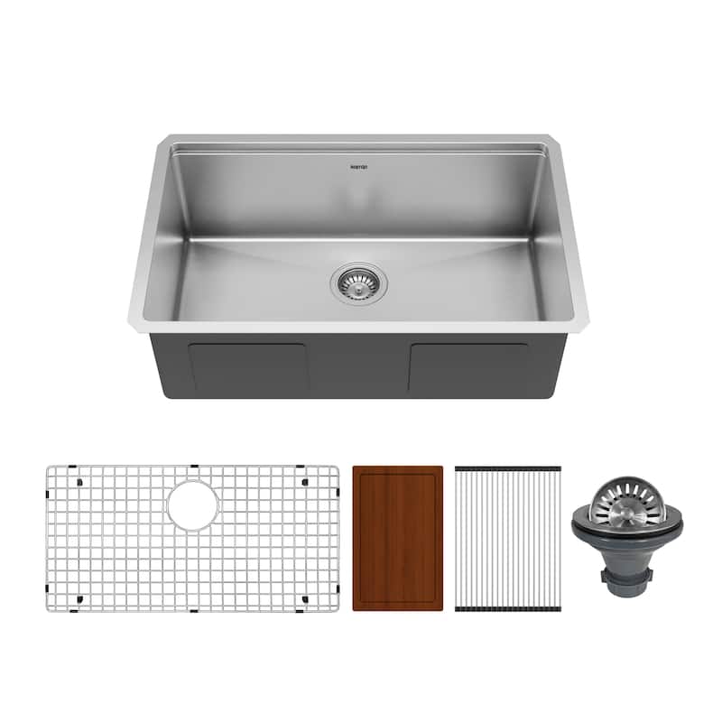 Karran Elite WS-35-PK1 Undermount 30" Single Bowl Stainless Steel Workstation Kitchen Sink
