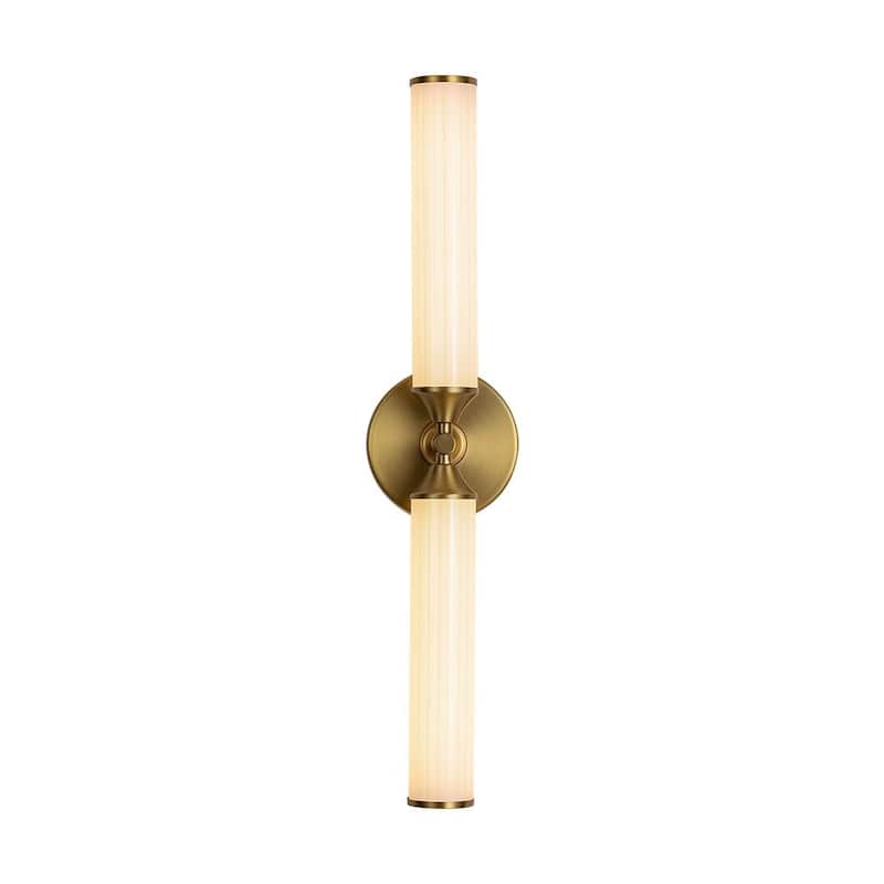 2-Light Dimmable LED Linear Milky Ribbed Tube Vanity Wall Light
