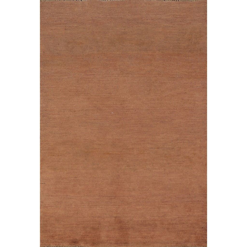 Gabbeh Modern Rug Handmade Brown Tribal Wool Carpet - 3'1" x 4'10"