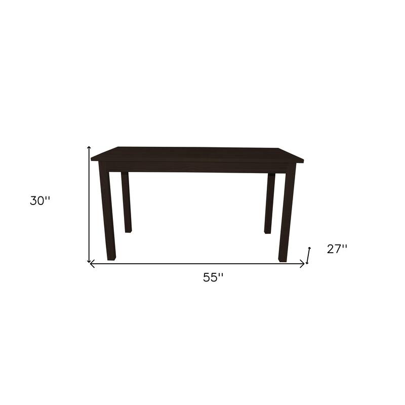 HomeRoots 60" Dark Brown Solid Wood Dining Table - 60.00 in. x 30.00 in. x 27.00 in.