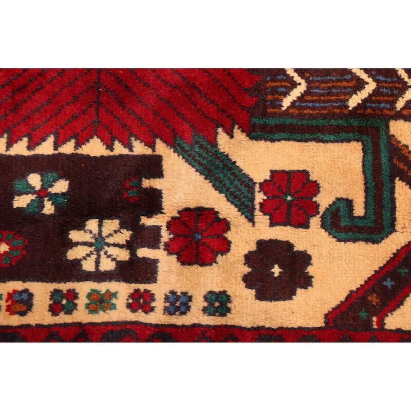 ECARPETGALLERY Hand-knotted Teimani Cream, Red Wool Rug - 3'4 x 6'0