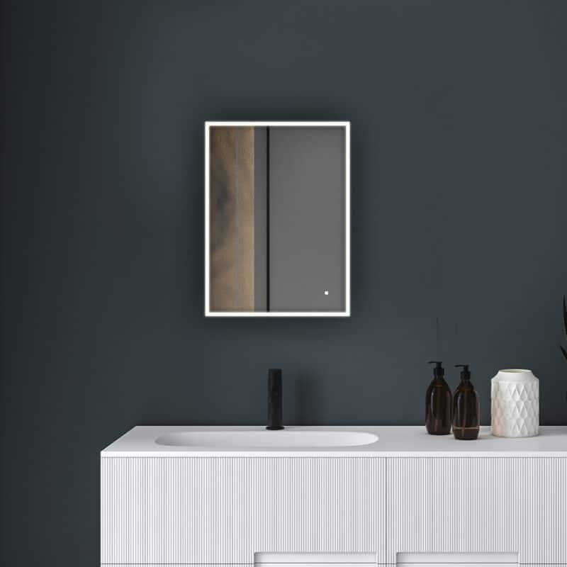 AQUADOM Edge 20" Led Lighted Mirror for Bathroom with Defogger, Touch Control. - 20"x32"x1.5"