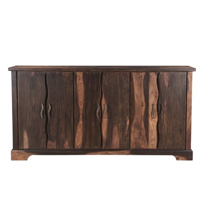 HomeRoots 72" Dark Brown Solid Wood Live Edge Sideboard with Six Doors - 72.00 in. x 36.00 in. x 16.00 in.