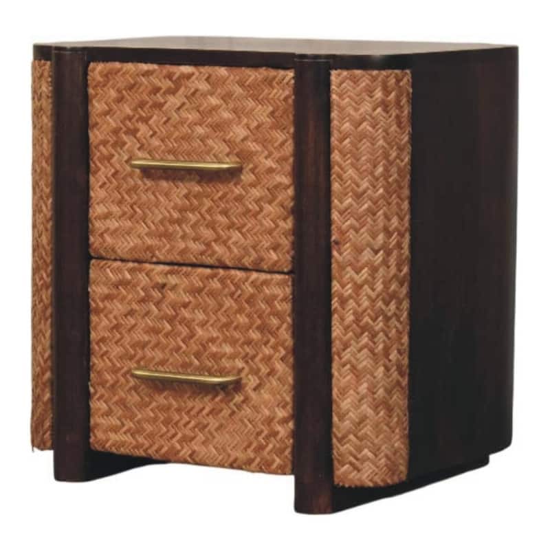 Artisan Furniture Solid Wood Havana Cane front Drawers, Brown With 3-Drawers