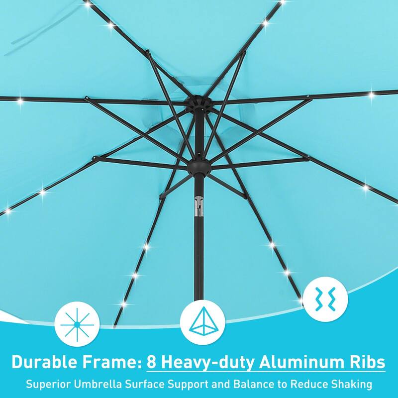 Autlaycil 10FT Solar Power LED Lights Patio Umbrella