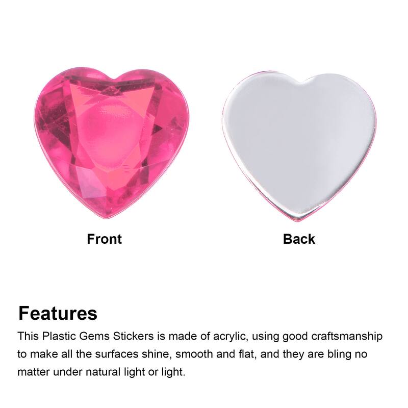 20 Pcs Acrylic Heart Rhinestone 25mm Flat Back Plastic Gems