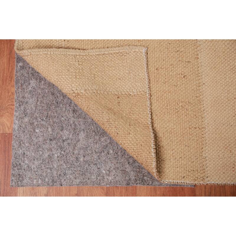 Hand Woven Oriental 100% Jute Carpet Southwestern Modern Peach Kilim Area Rug - 14' 1'' X 9' 11''