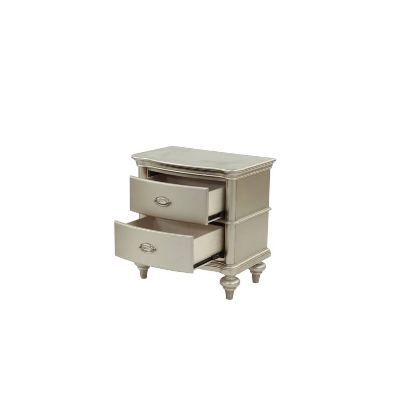 Wooden Nightstand in Champagne, Stylish Bedroom Storage Table, 28" x 17" x 28"H