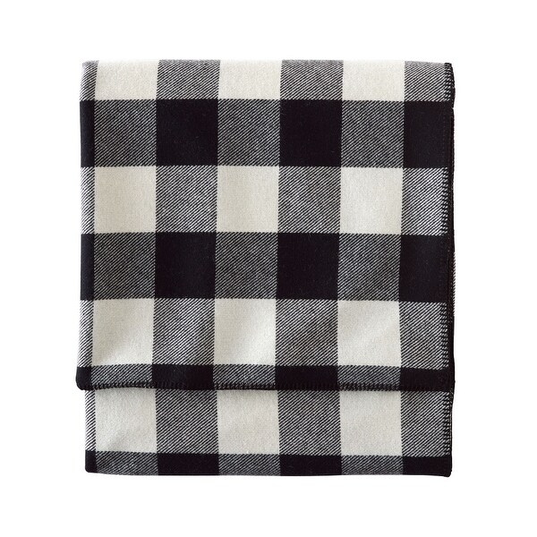 Pendleton Eco wise Queen Black Ivory Check Washable Wool Blanket