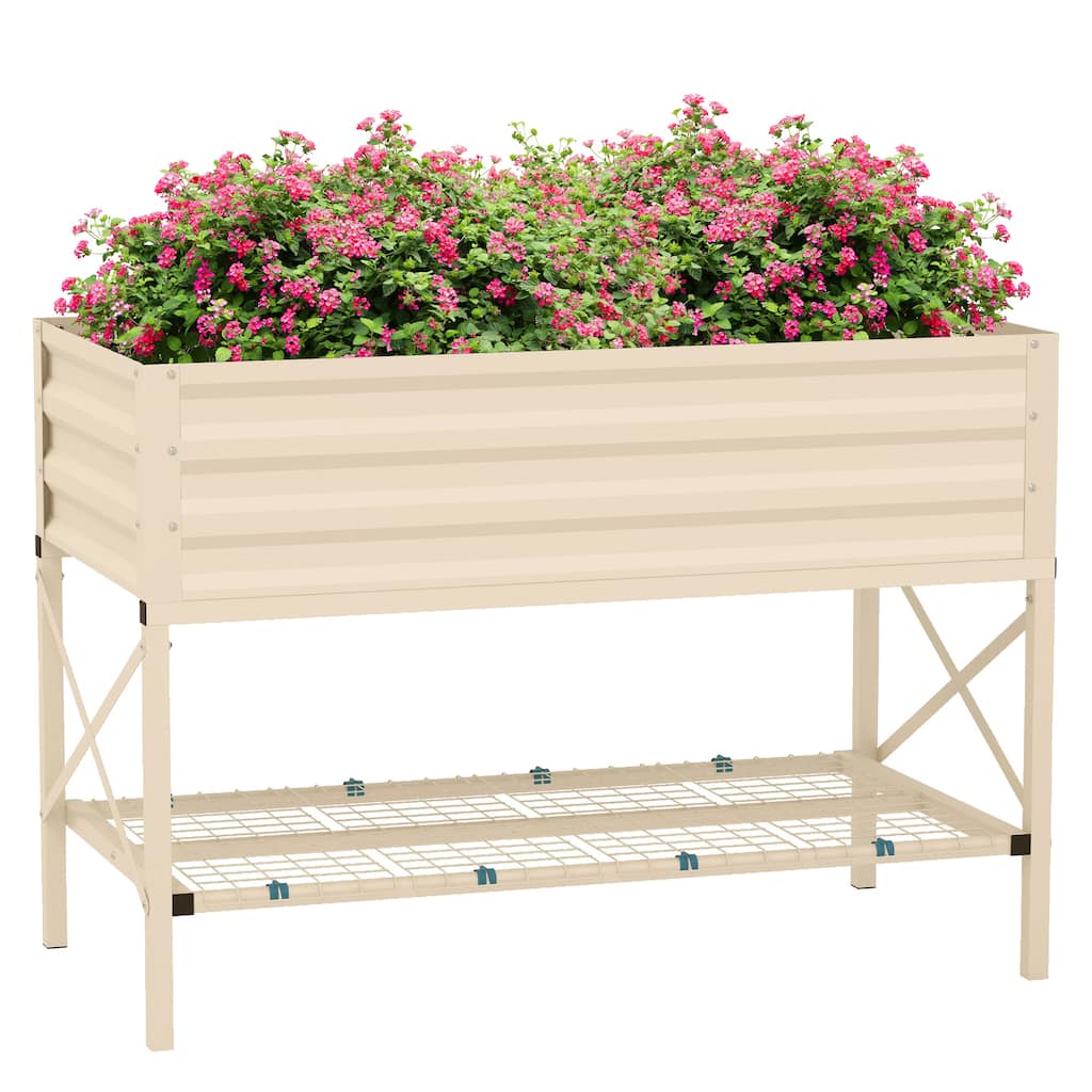 Countryside Style Garden Bed with Legs and Bed Liner, for Backyard and Patio Grow Vegetables Herbs and Flowers Natural