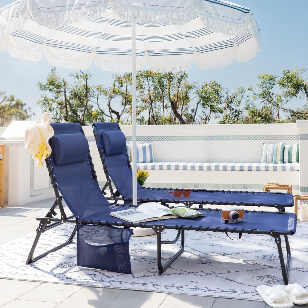 Homall Reclining Patio Lounge Chair Outdoor Sun Lounger Adjustable Chaise Beach Chair