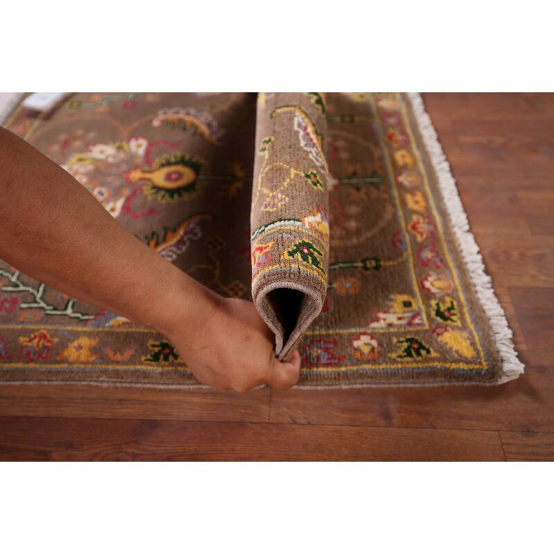 Brown Floral Kazak Oriental Foyer Rug Handmade Wool Carpet - 2'0" x 3'1"