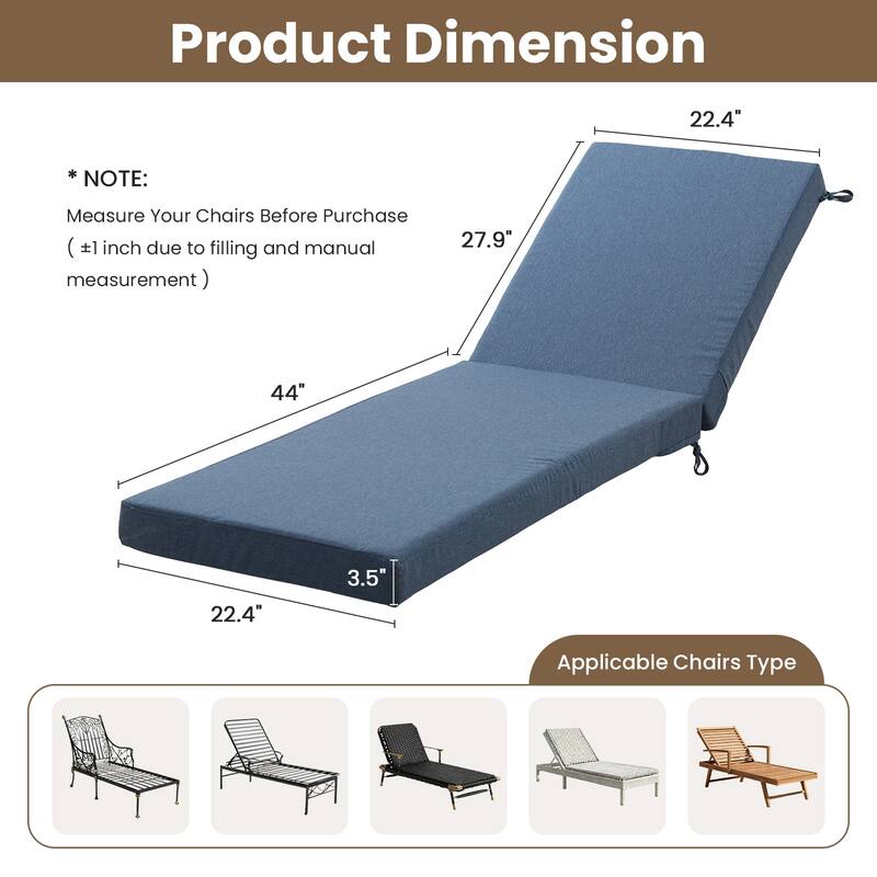 22.4 in W x 71.9 in L x 3.5 in Thickness Outdoor Chaise Lounge Replacement Cushion
