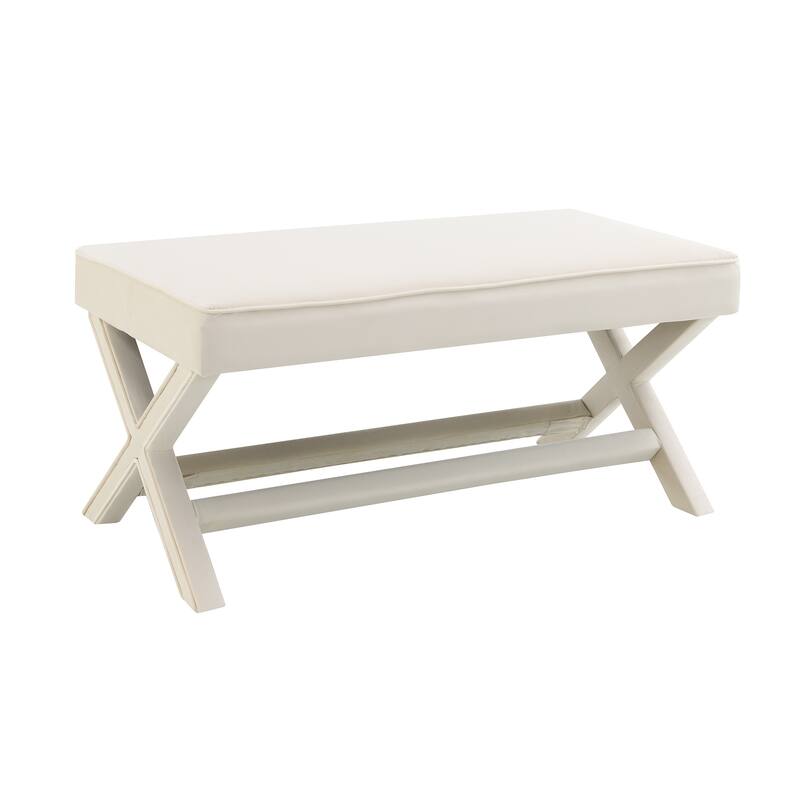 Comfort Double Bench Upholstered in Velvet Fabric,Stool with Stylish X-Crossed Legs,Comfort Cushion with Piping