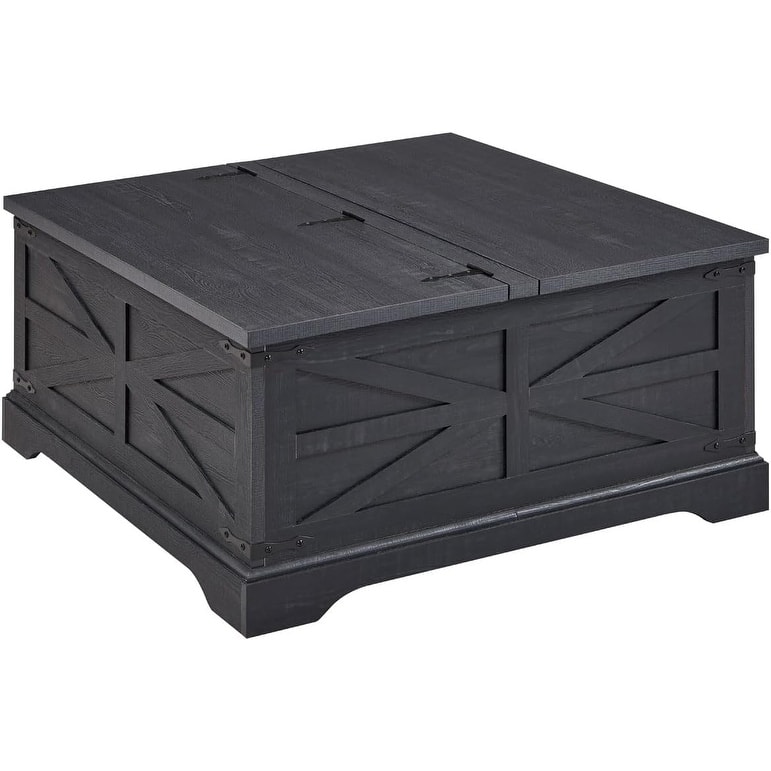 Farmhouse Lift Top Coffee Table with Storage, Wood Square Center Table