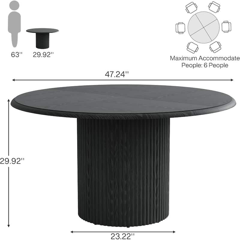 Round Dining Table for 4, Farmhouse Kitchen Table with Metal Base (Chairs Not Included)