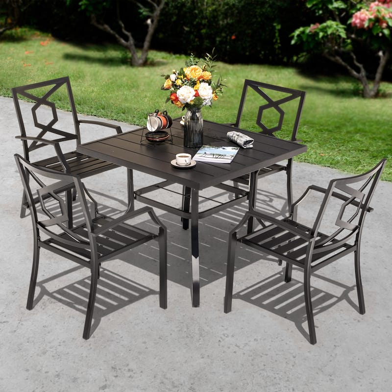 Outdoor Iron Dining Set of 5, Powder Coating