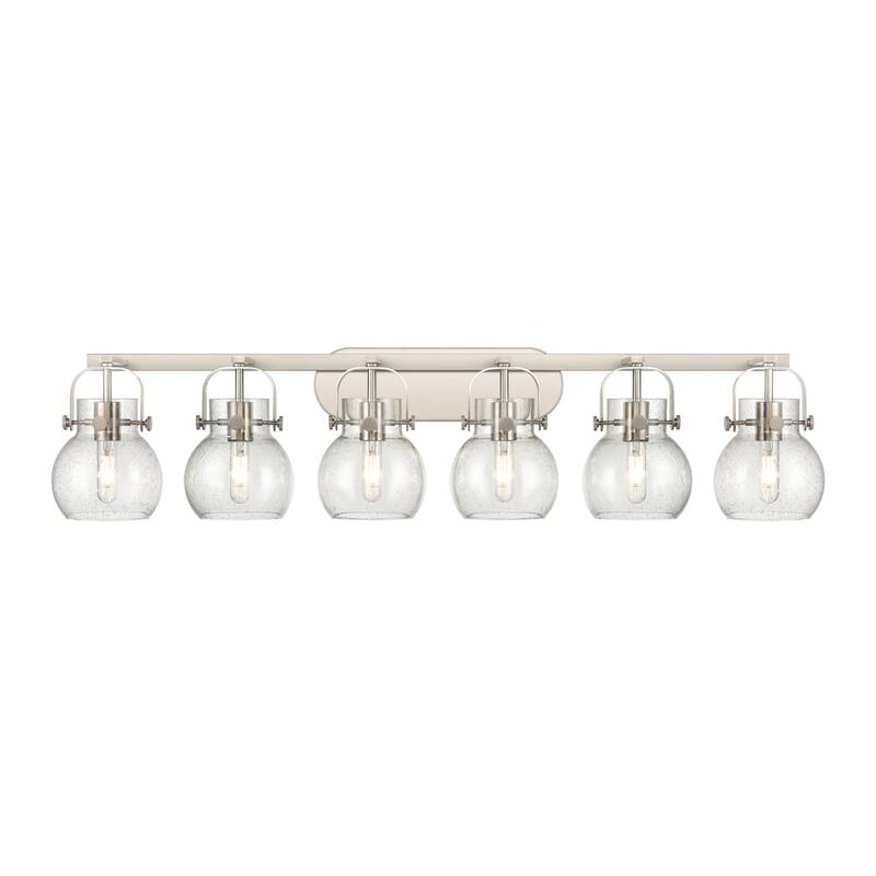 Innovations Lighting 423-6W-10-46 Pilaster II Sphere Vanity Pilaster - Satin Nickel / Seedy