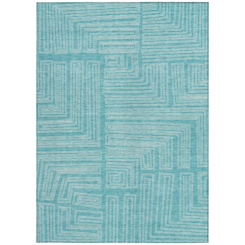 HomeRoots Geometric Transitional Rectangle Outdoor Rug