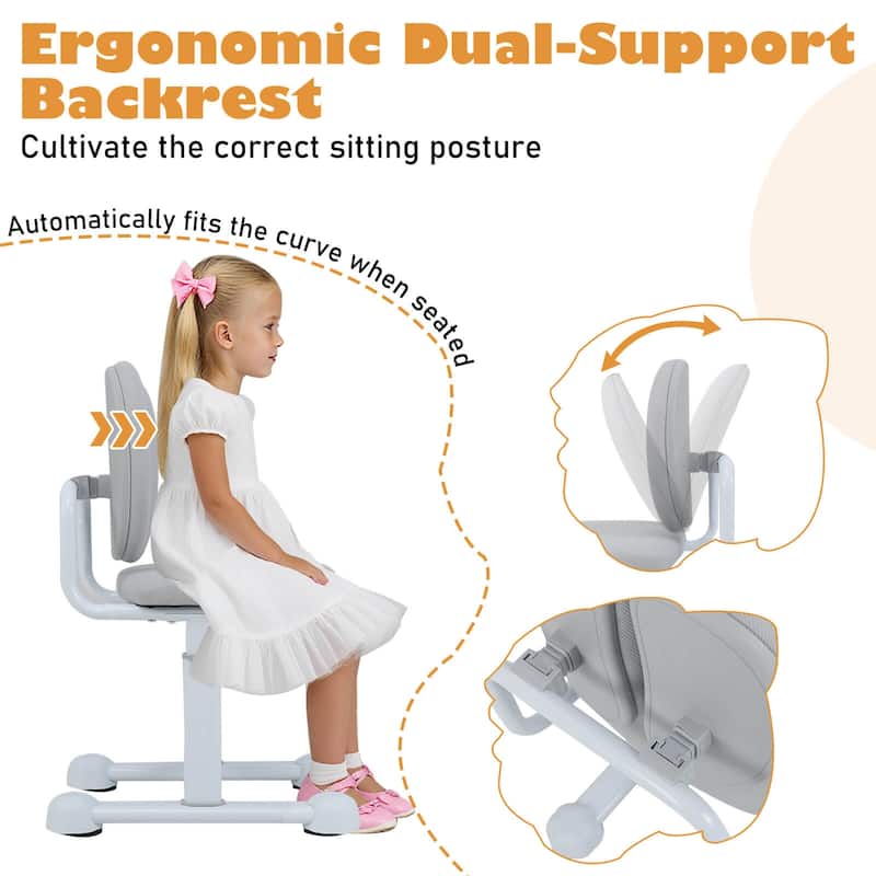 Costway Kids Desk Chair with Double Back Support Adjustable Height - See Details