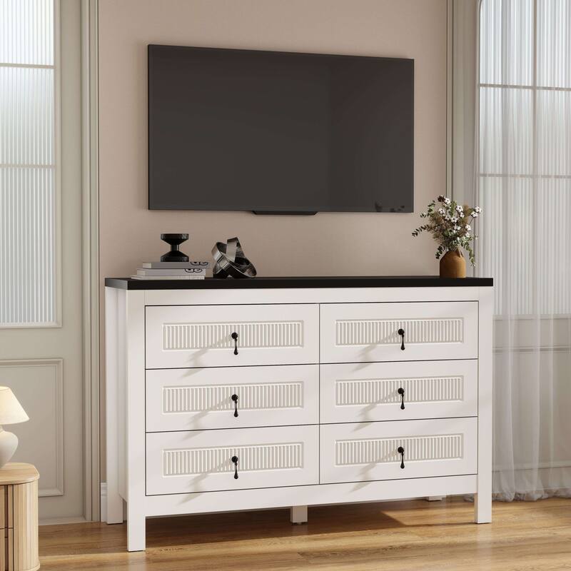 Wood 6 Drawer Dresser, Chest Of Drawers Cabinet, TV Stand for Bedroom, Livingroom and Enterway