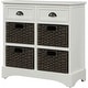 preview thumbnail 11 of 48, 28” Farmhouse Solid Wood Storage Cabinet with Two Drawers and Four Rattan Baskets