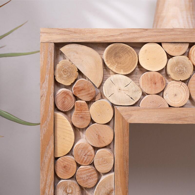 Rustic Wood Console Table with Natural Log Accents for Entryway or Hallway Display and Organization